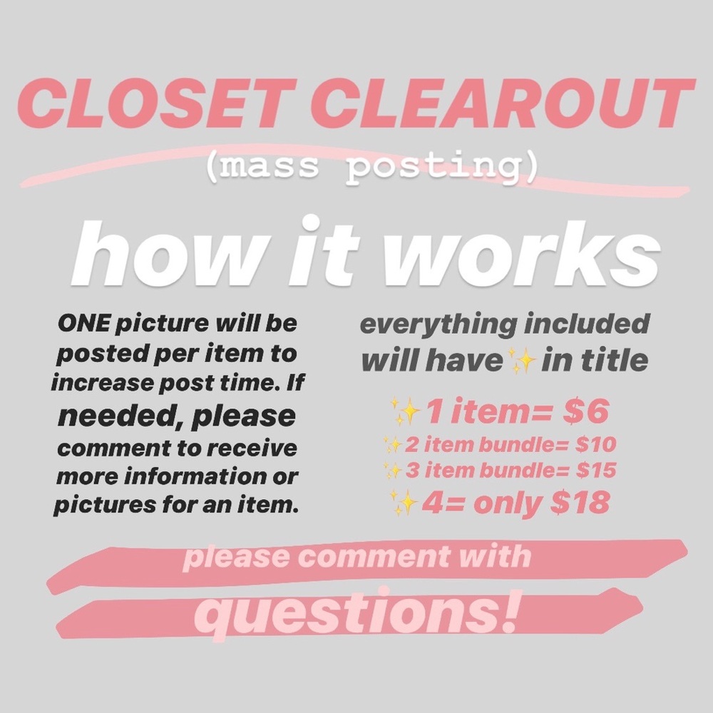 ✨CLOSET CLEAROUT RULES